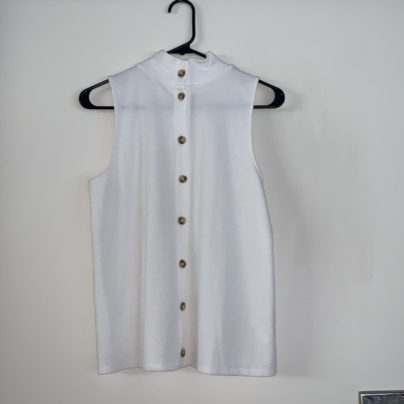 NWT Loft white mock neck w/button back - S - Picture 3 of 3